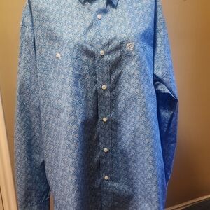 Wrangler Blue Floral Dress Shirt